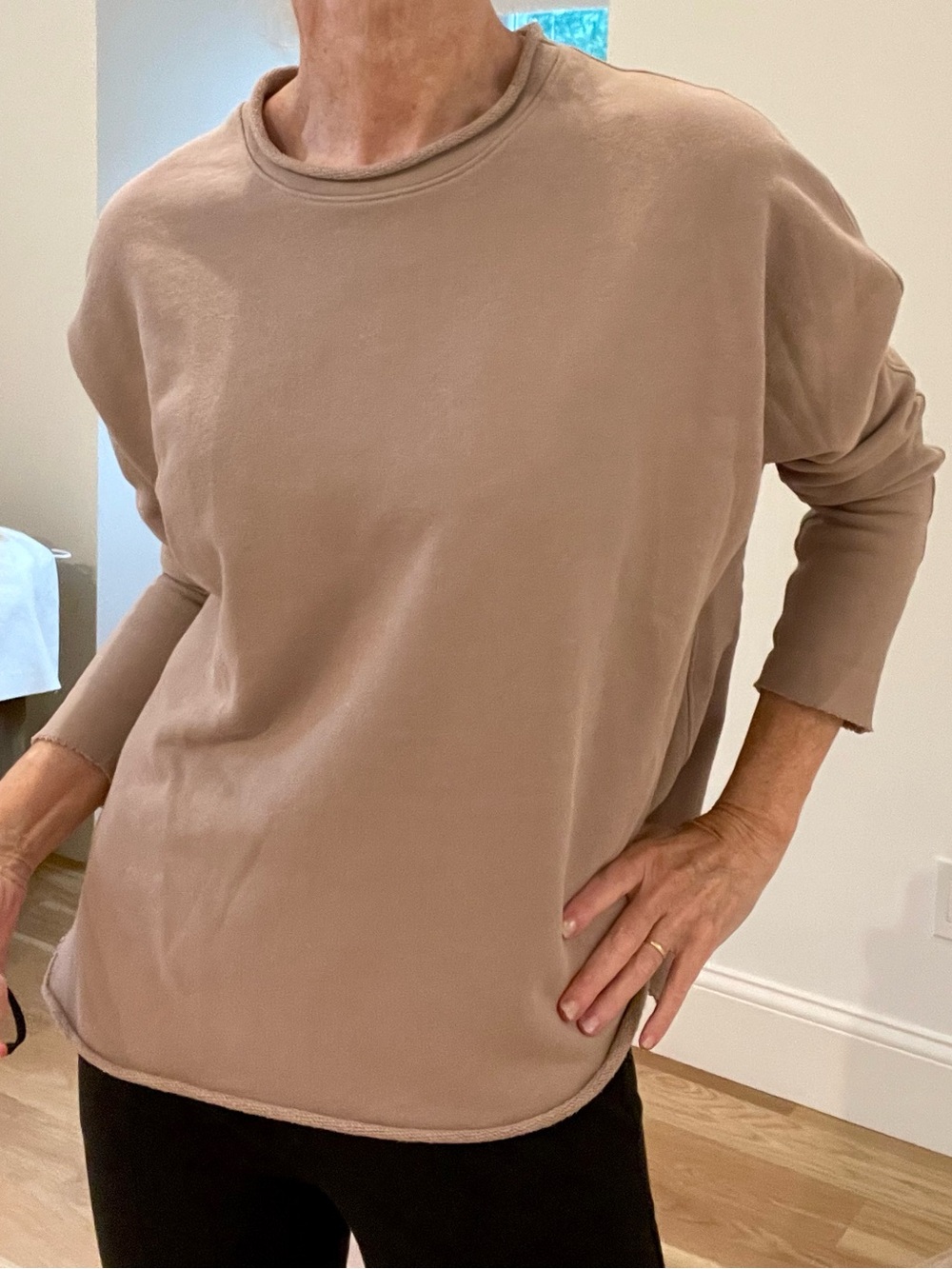 Frank & Eileen Women's Anna Luxury Crewneck Sweatshirt in Color Biscotti